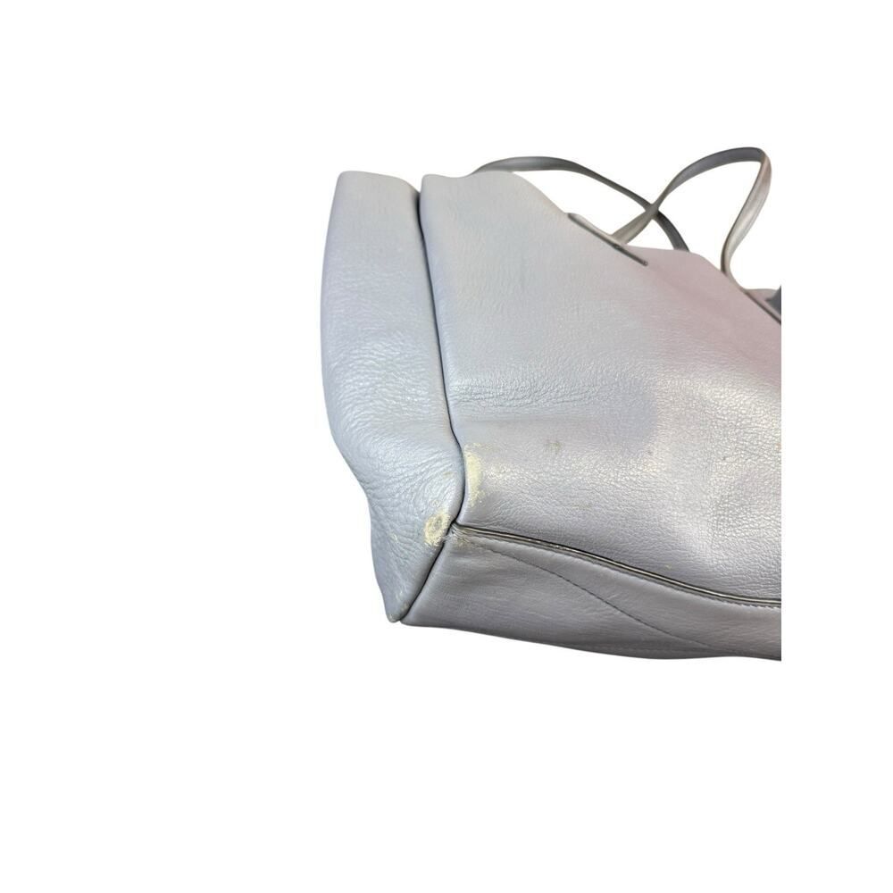 Marc Jacobs Leather Tote Bag Blue Gray Gold Hardware Zip Compartment Dust Bag - Picture 7 of 14